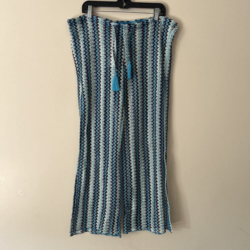 Becca Swim Pants Womens Small Multicolor Mesh Wide Leg Cover Up Beach Boho New
